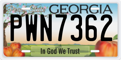 GA license plate PWN7362