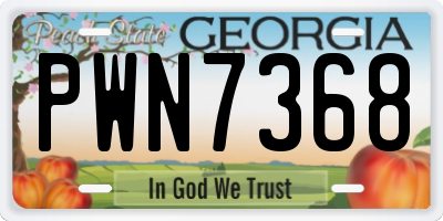 GA license plate PWN7368