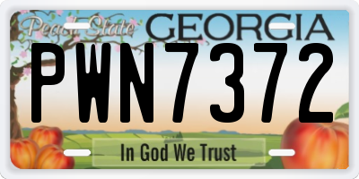 GA license plate PWN7372