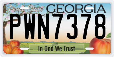 GA license plate PWN7378