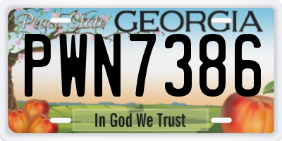GA license plate PWN7386