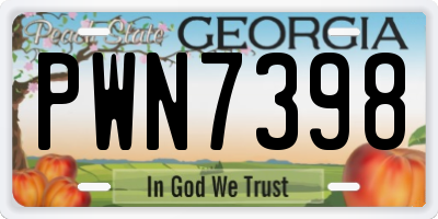GA license plate PWN7398