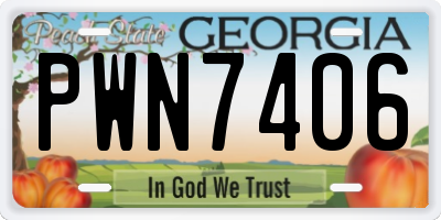 GA license plate PWN7406
