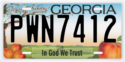 GA license plate PWN7412