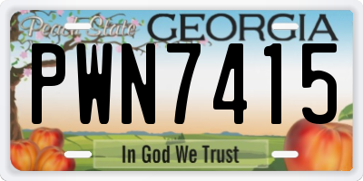 GA license plate PWN7415