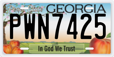 GA license plate PWN7425