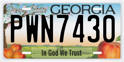 GA license plate PWN7430