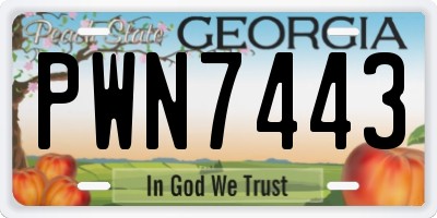 GA license plate PWN7443