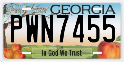 GA license plate PWN7455