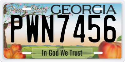 GA license plate PWN7456