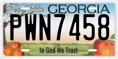 GA license plate PWN7458