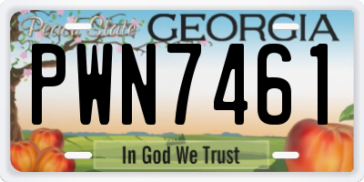 GA license plate PWN7461