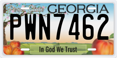 GA license plate PWN7462