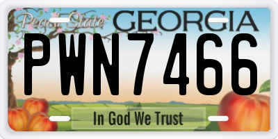 GA license plate PWN7466
