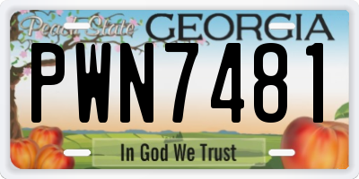 GA license plate PWN7481