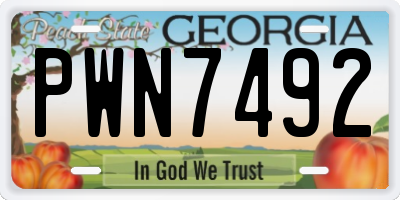 GA license plate PWN7492