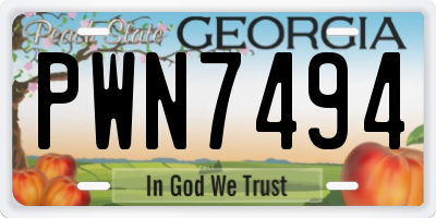 GA license plate PWN7494