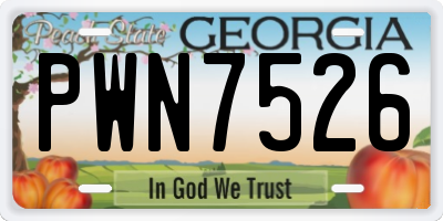 GA license plate PWN7526