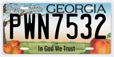GA license plate PWN7532