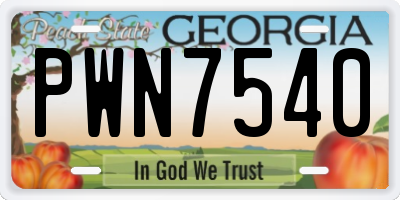 GA license plate PWN7540