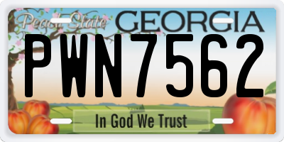 GA license plate PWN7562
