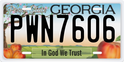 GA license plate PWN7606