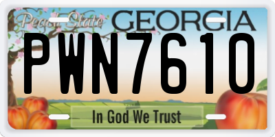 GA license plate PWN7610