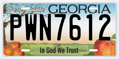 GA license plate PWN7612