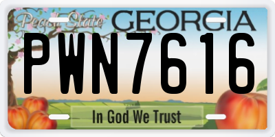 GA license plate PWN7616