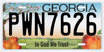 GA license plate PWN7626