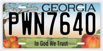 GA license plate PWN7640