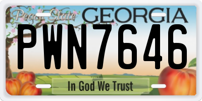 GA license plate PWN7646