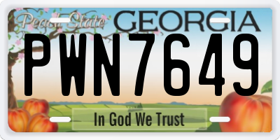 GA license plate PWN7649
