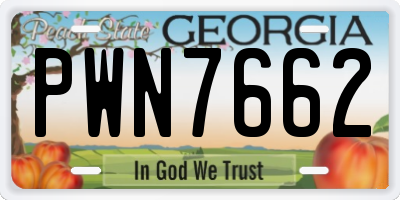 GA license plate PWN7662