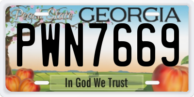 GA license plate PWN7669