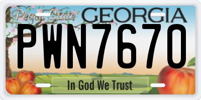 GA license plate PWN7670