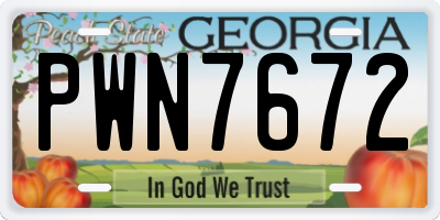 GA license plate PWN7672