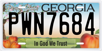 GA license plate PWN7684