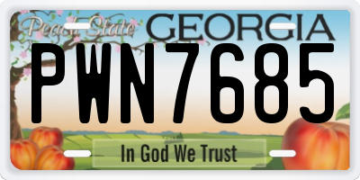 GA license plate PWN7685