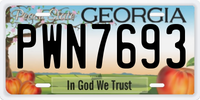 GA license plate PWN7693
