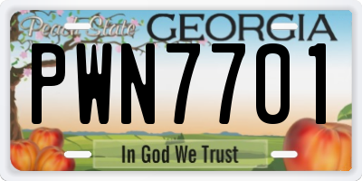 GA license plate PWN7701
