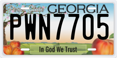 GA license plate PWN7705