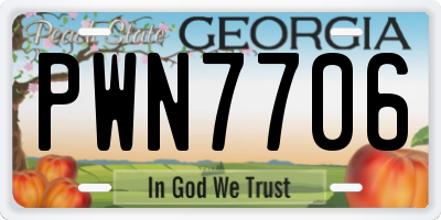 GA license plate PWN7706
