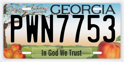 GA license plate PWN7753