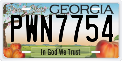 GA license plate PWN7754