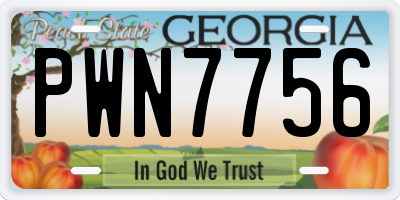 GA license plate PWN7756