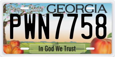 GA license plate PWN7758