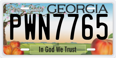 GA license plate PWN7765