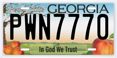 GA license plate PWN7770