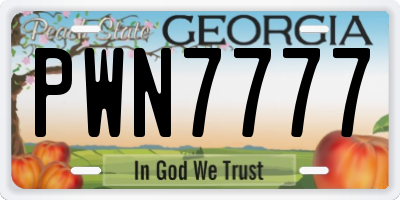 GA license plate PWN7777
